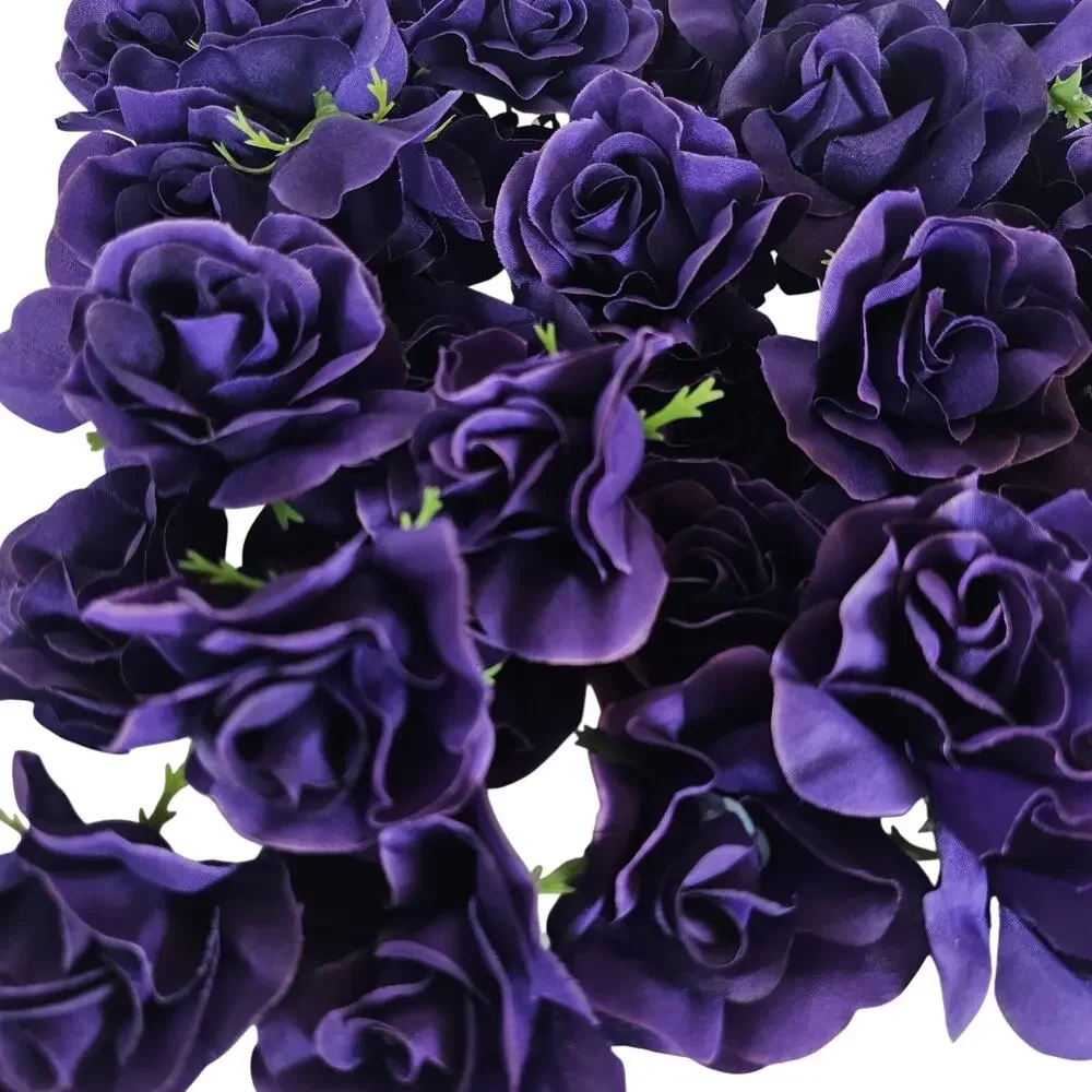 100 Purple Silk Rose Heads Stemless Wedding Floral Craft Wreaths DIY 2.5in